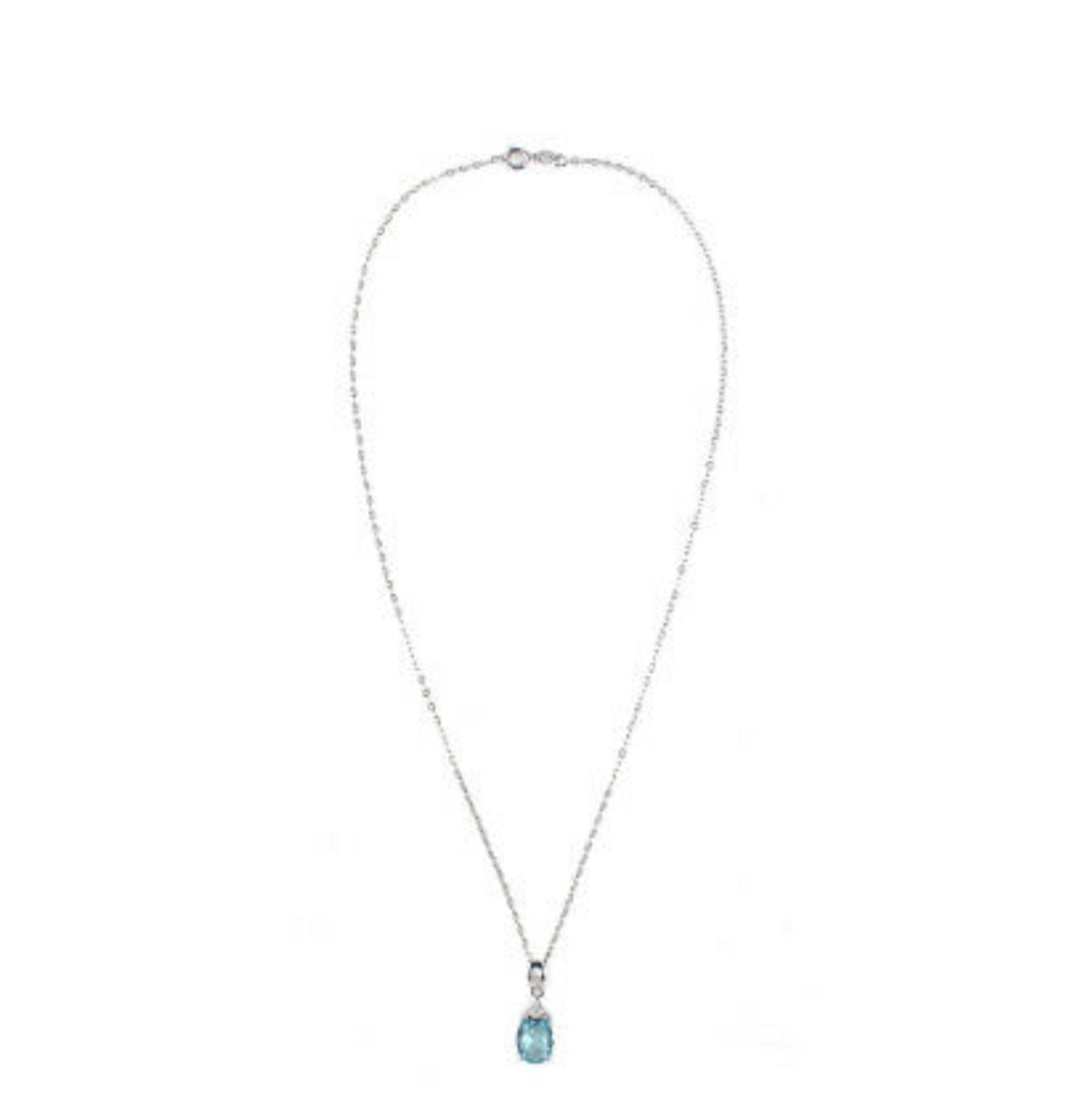 AQUAMARINE GEMSTONE NECKLACE DECEMBER BIRTHSTONE - Picture 4 of 8